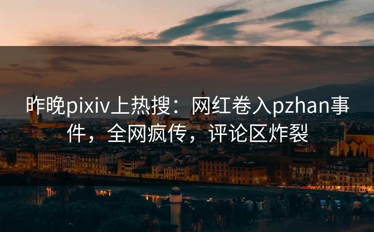 昨晚pixiv上热搜：网红卷入pzhan事件，全网疯传，评论区炸裂