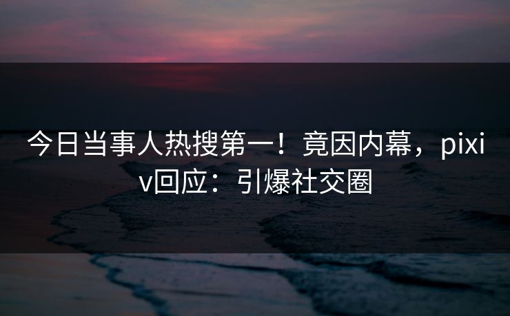 今日当事人热搜第一！竟因内幕，pixiv回应：引爆社交圈