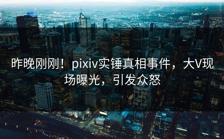 昨晚刚刚！pixiv实锤真相事件，大V现场曝光，引发众怒
