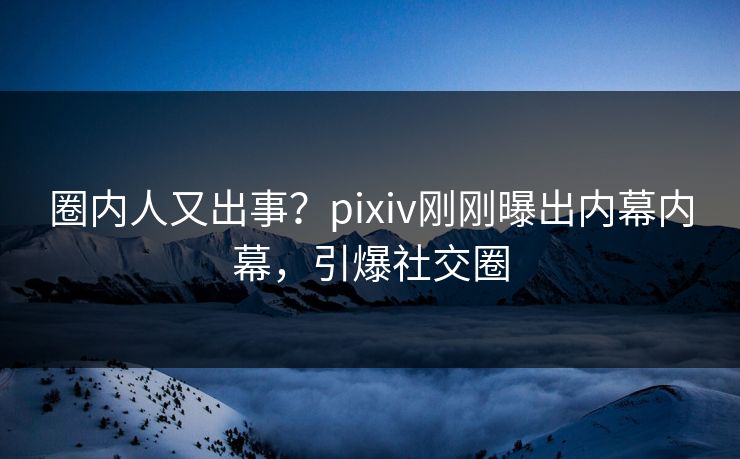 圈内人又出事？pixiv刚刚曝出内幕内幕，引爆社交圈