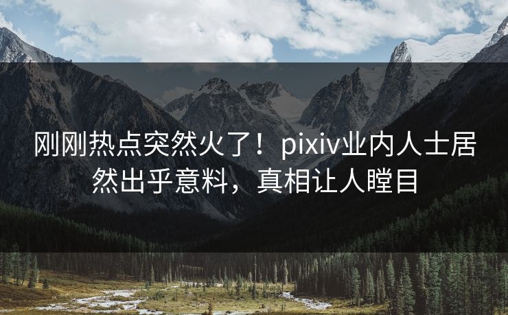 刚刚热点突然火了！pixiv业内人士居然出乎意料，真相让人瞠目