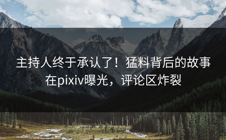 主持人终于承认了！猛料背后的故事在pixiv曝光，评论区炸裂
