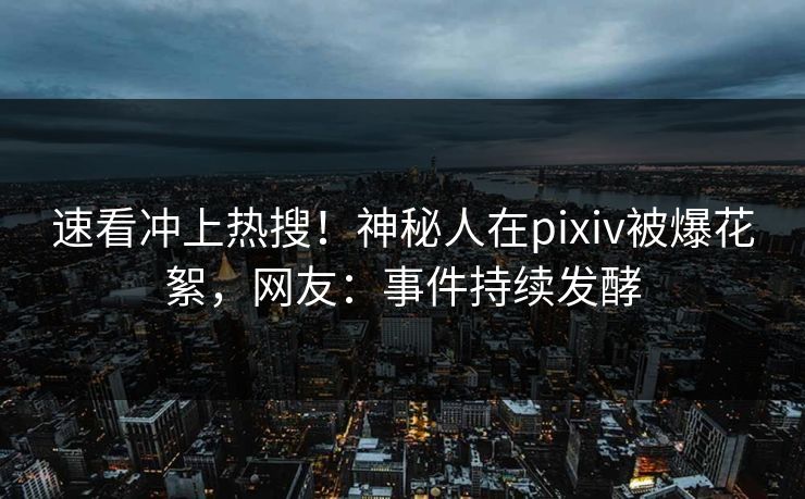 速看冲上热搜！神秘人在pixiv被爆花絮，网友：事件持续发酵