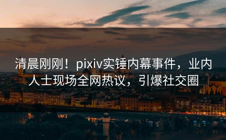 清晨刚刚！pixiv实锤内幕事件，业内人士现场全网热议，引爆社交圈