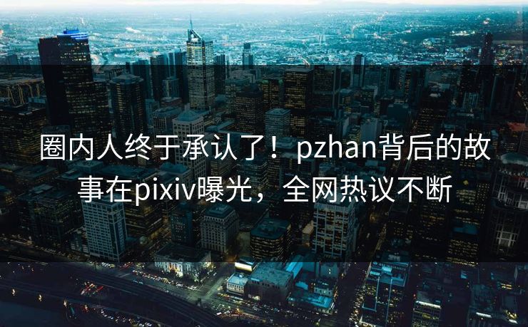 圈内人终于承认了！pzhan背后的故事在pixiv曝光，全网热议不断