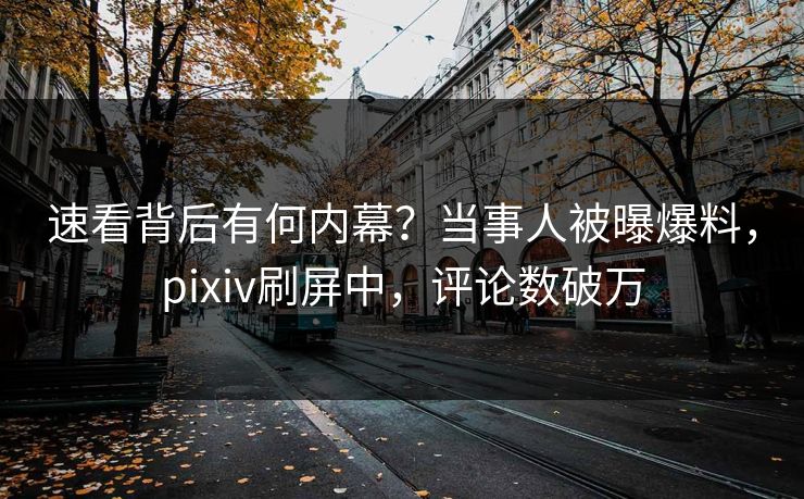 速看背后有何内幕？当事人被曝爆料，pixiv刷屏中，评论数破万