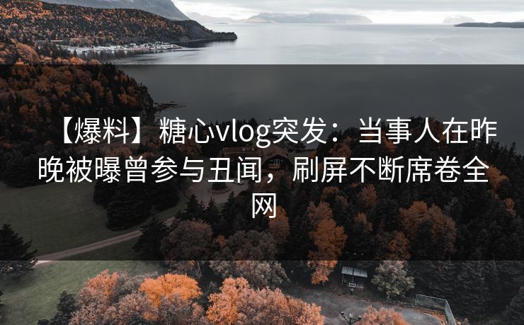 【爆料】糖心vlog突发：当事人在昨晚被曝曾参与丑闻，刷屏不断席卷全网
