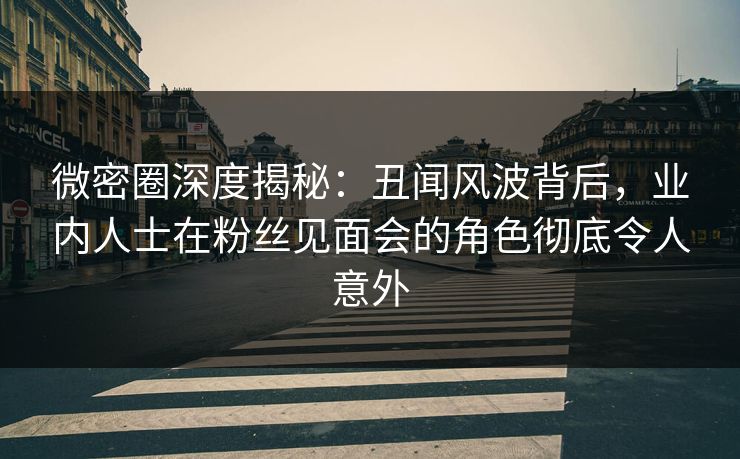 微密圈深度揭秘：丑闻风波背后，业内人士在粉丝见面会的角色彻底令人意外