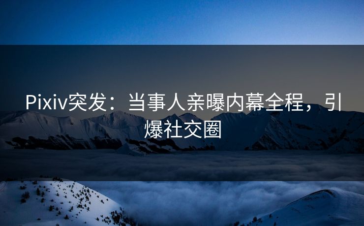 Pixiv突发：当事人亲曝内幕全程，引爆社交圈
