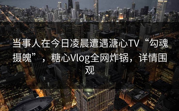 当事人在今日凌晨遭遇溏心TV“勾魂摄魄”，糖心Vlog全网炸锅，详情围观